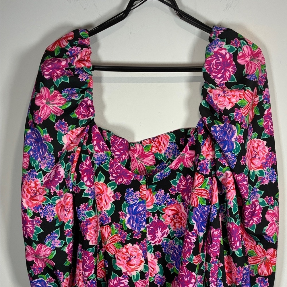 Zara Floral Puff Sleeve Mini Dress NWT Bold Print S - Picture 7 of 13